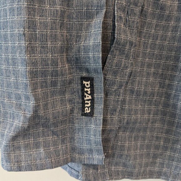 PrAna Shirt Men's Size ST Blue Gingham Garvan Button-up Vented Long Sleeve Shirt - Picture 7 of 16